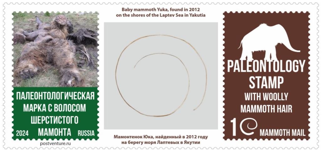 В Якутии создали первую в мире палеонтологическую марку с волосом шерстистого мамонта